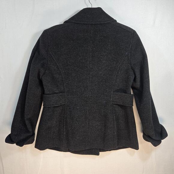 St Johns Bay Wool Cashmere Pea Coat Double Breasted Charcoal Petite Med - Picture 5 of 8